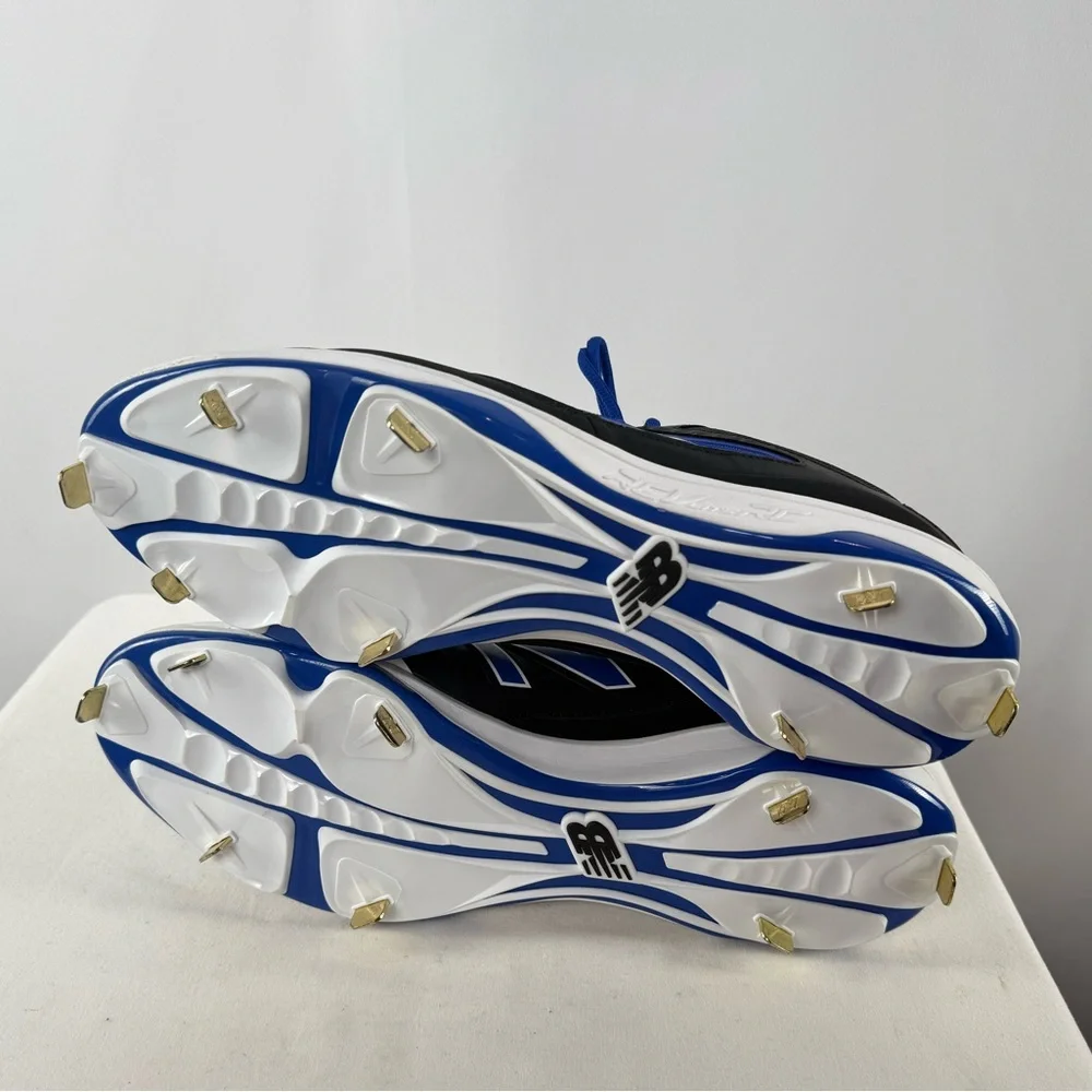 NEW New Balance Lace Up Baseball Spikes in Black Blue Low‎ Top Size 16